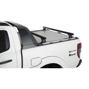 Rhino-Rack Heavy Duty RLT600 Black 2 Bar Roof Rack for FORD Ranger Wildtrak PX/PX2/PX3 (Roller Shutter Tracks) 4DR Ute (06/2012-12/2022) - JA6220