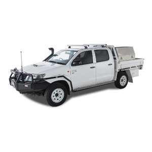 Rhino-Rack Heavy Duty RLT600 Trackmount Silver 2 Bar Roof Rack for TOYOTA Hilux Gen 7 Dual Cab 4DR Ute (04/2005-09/2015) - JA6238