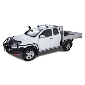 Rhino-Rack Heavy Duty RLT600 Trackmount Silver 2 Bar Roof Rack for HOLDEN Colorado Space Cab 2DR Ute (06/2012-Current) - JA6449