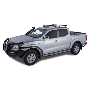 Rhino-Rack Heavy Duty RLT600 Trackmount Black 2 Bar Roof Rack for NISSAN Navara (pre facelift) NP300 Dual Cab 4DR Ute (01/2015-12/2021) - JA8356