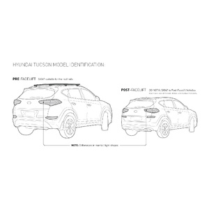 Rhino Vortex SX Black 2 Bar Roof Rack for HYUNDAI Tucson Gen 3 - TL/TLE/TL2/TLE2 (Pre Facelift) 5dr SUV (Flush Rails) 1/16 to 3/19