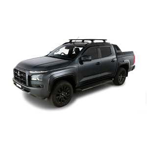 Rhino-Rack Vortex RX200-4 Black 2 Bar Roof Rack for MITSUBISHI Triton GSR Gen6 Double Cab & Flush Rails 4DR Ute (01/2024-Current) - JC-02138
