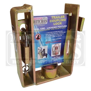 Mister Hitches TRAILER COUPLING LOCK, TWO WAY USE, WITH PADLOCK