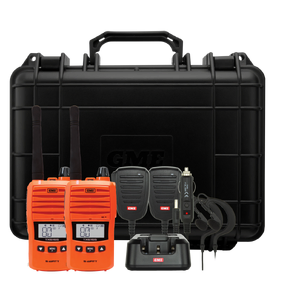 GME 5/1 Watt UHF CB Handheld Radio including Accessories - Twin Pack - Blaze Orange