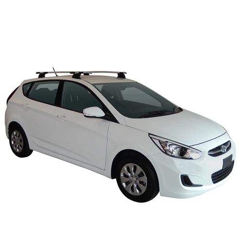 Prorack Silver 2 Bar Aero Through Bar kit to suit Hyundai Accent 5dr Hatch (2011 - 2020)